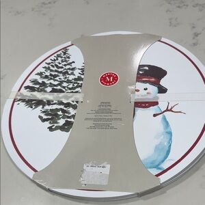 Martha Stewart Christmas Placemat set of 6 snowman snowflake theme